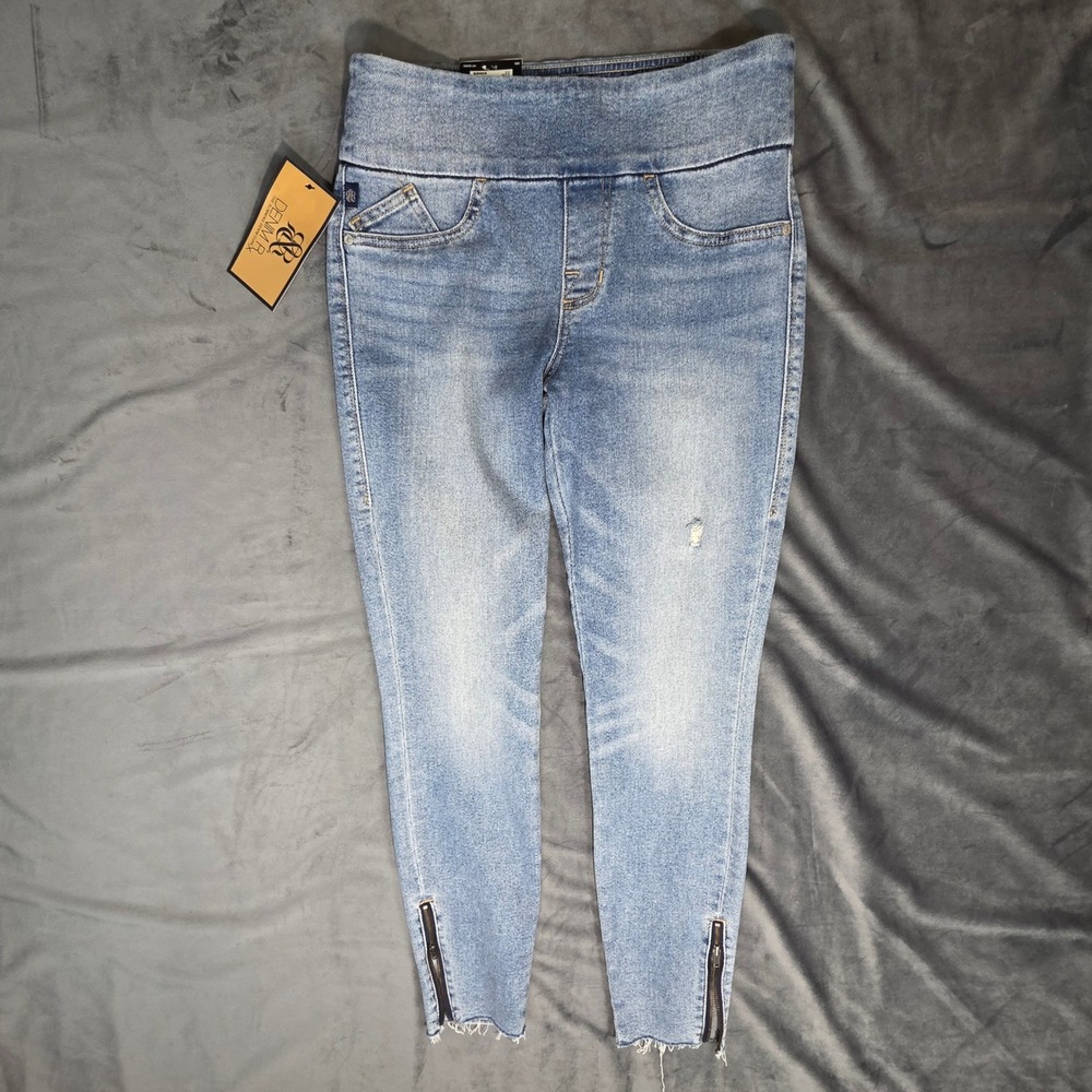 Rock & Republic Denim Rx Fever Pull On Jeggings Womens 6M Blue Zip Hem NWT